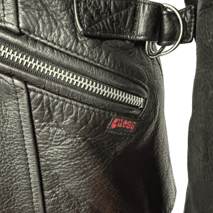 Guess Genuine Leather Zip Moto Jacket – Black (Size Small) - Loom Vintage