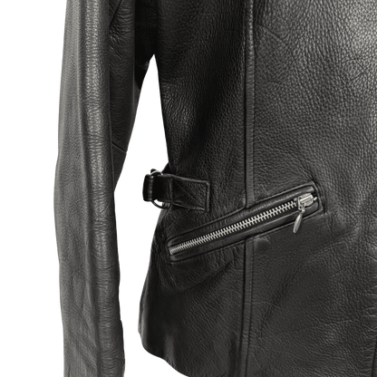 Guess Genuine Leather Zip Moto Jacket – Black (Size Small) - Loom Vintage