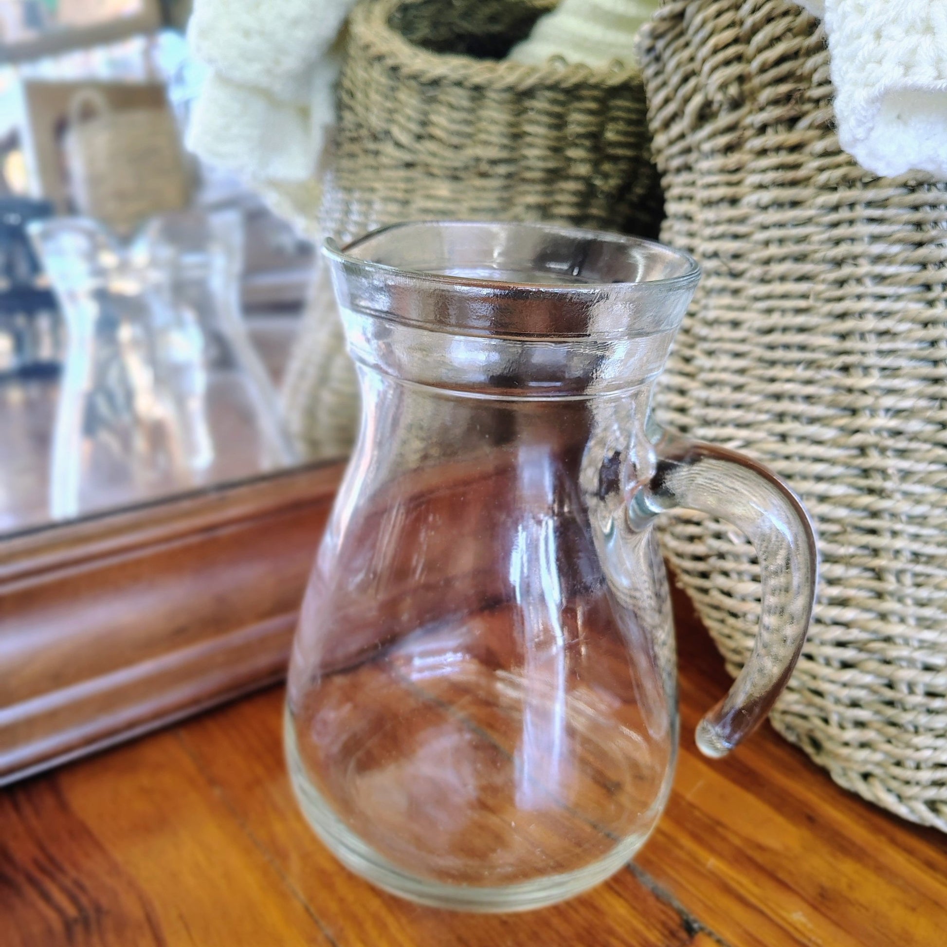 Hand - Blown Cerve Glass Pitcher, Made in Italy (7" x 5") - Loom Vintage