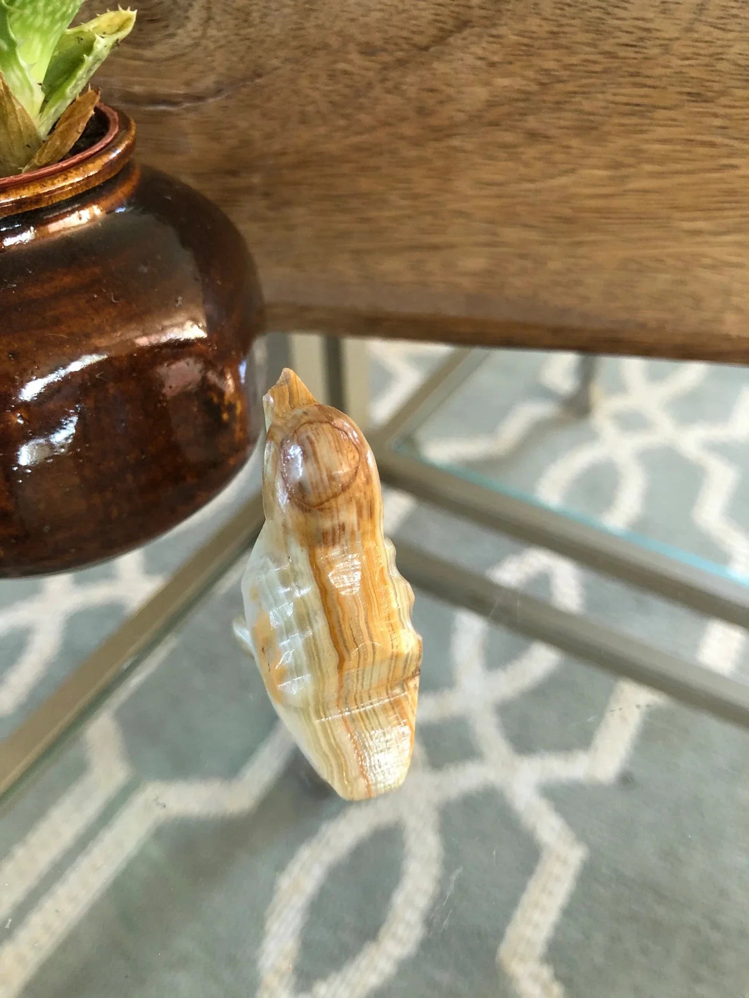 Hand - Carved Marble Penguin Figurine — Green & Brown Striations, 2"H - Loom Vintage