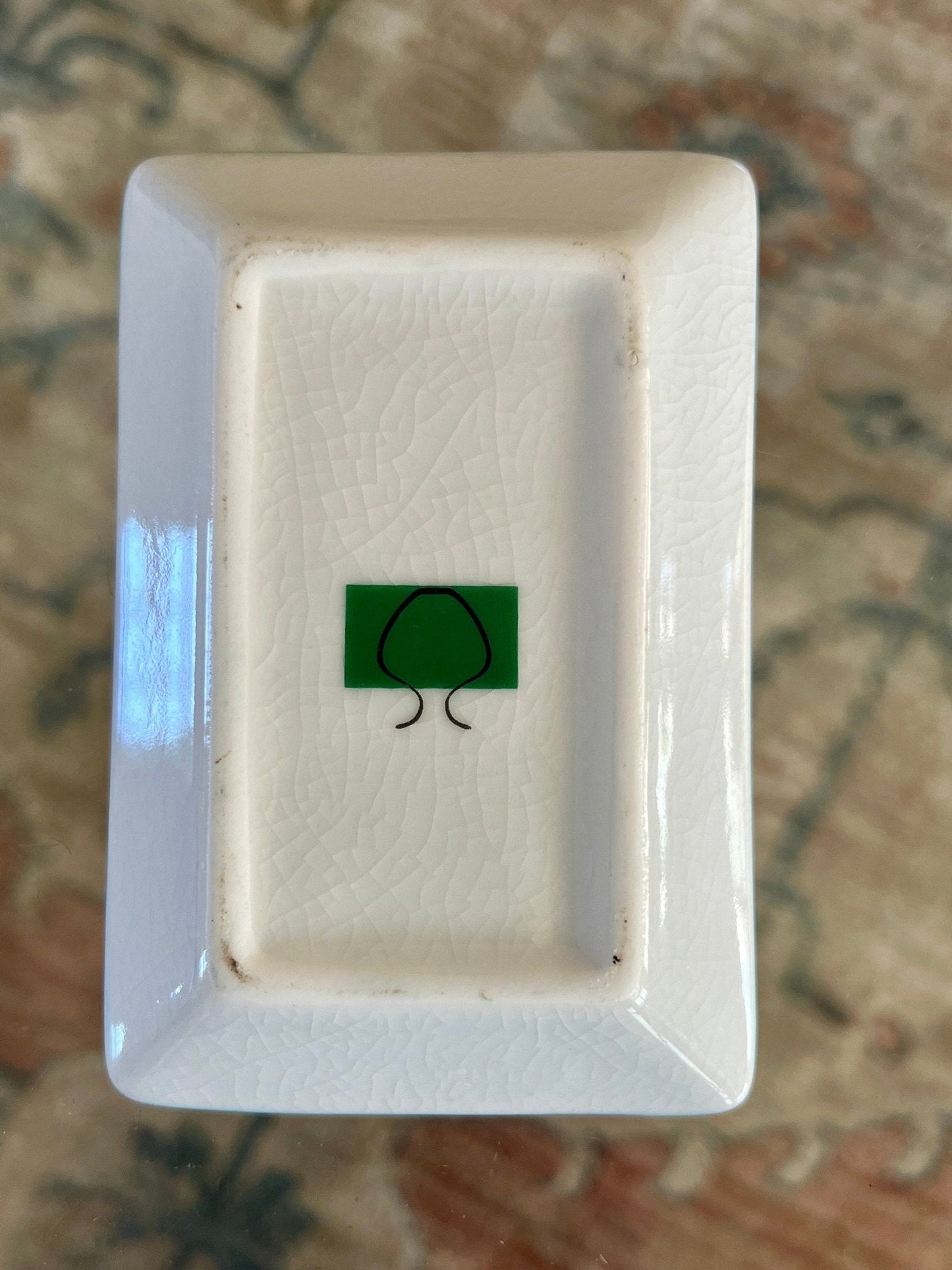 Hand - Painted Ceramic Trinket Dish — Blue with Yellow & Green Floral, 4.5" x 3", French Market - Loom Vintage