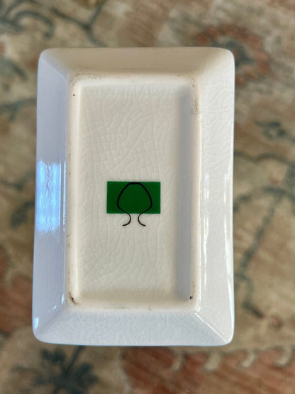 Hand - Painted Ceramic Trinket Dish — Blue with Yellow & Green Floral, 4.5" x 3", French Market - Loom Vintage