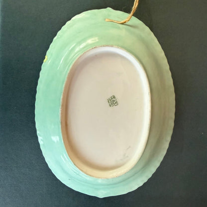 Hand - Painted Limoges Oval Dish with Daisies, Green & Gold Trim (T&V France) - Loom Vintage