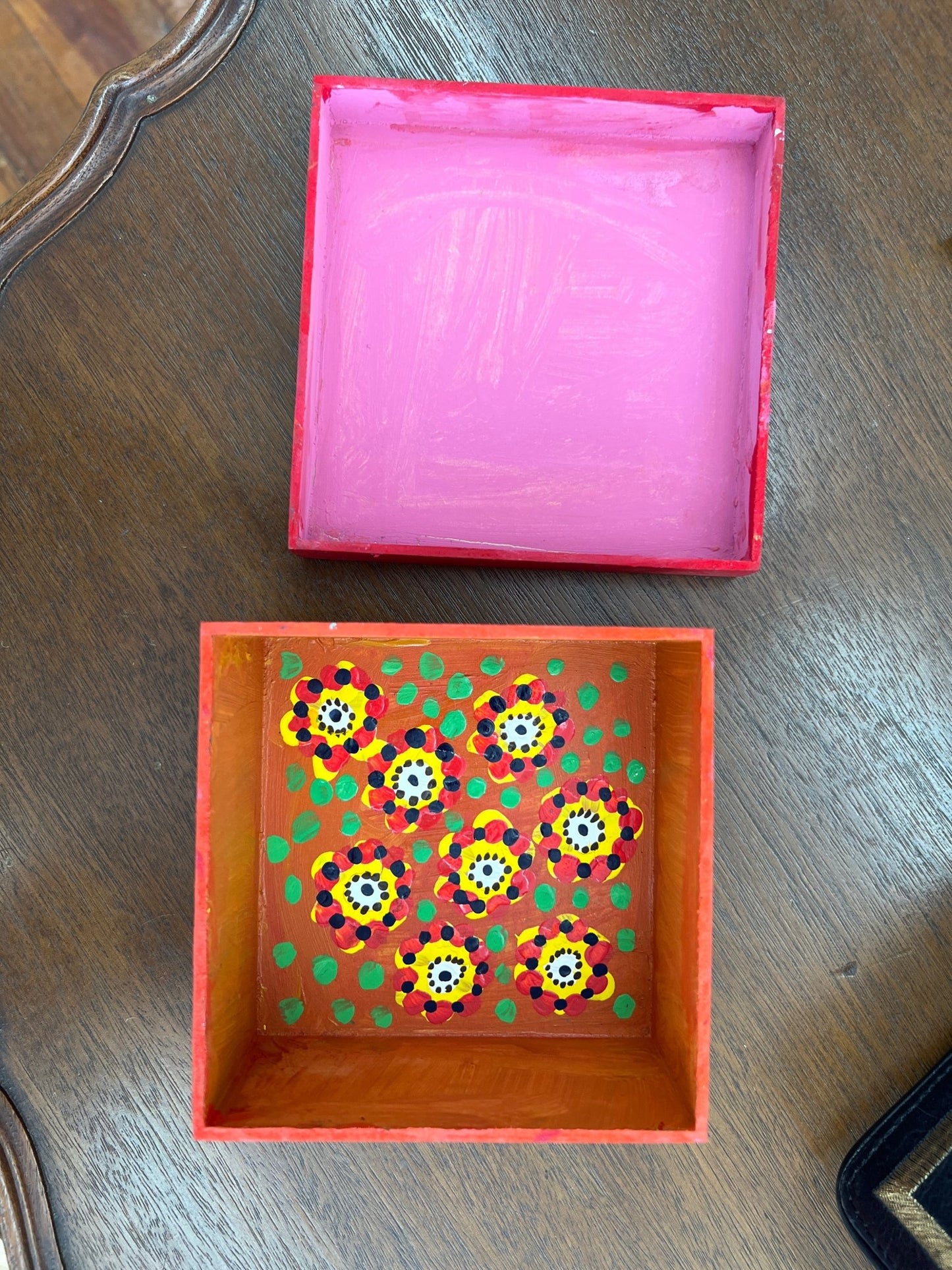 Hand - Painted Wooden Hummingbird Keepsake Box by Magda Mittarakis – Folk Art Storage Box - Loom Vintage