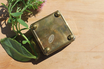 Handcrafted Brass and Glass Vintage "March" Jewelry Box / Mirrored Trinket Glass Box / Vanity Box - Loom Vintage