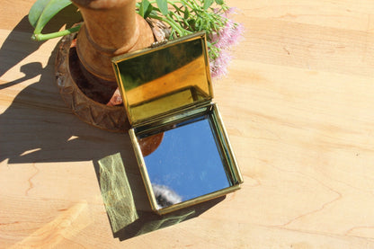 Handcrafted Brass and Glass Vintage "March" Jewelry Box / Mirrored Trinket Glass Box / Vanity Box - Loom Vintage