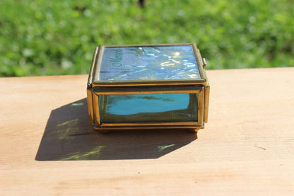 Handcrafted Brass and Glass Vintage "March" Jewelry Box / Mirrored Trinket Glass Box / Vanity Box - Loom Vintage