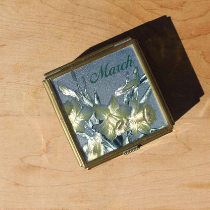 Handcrafted Brass and Glass Vintage "March" Jewelry Box / Mirrored Trinket Glass Box / Vanity Box - Loom Vintage