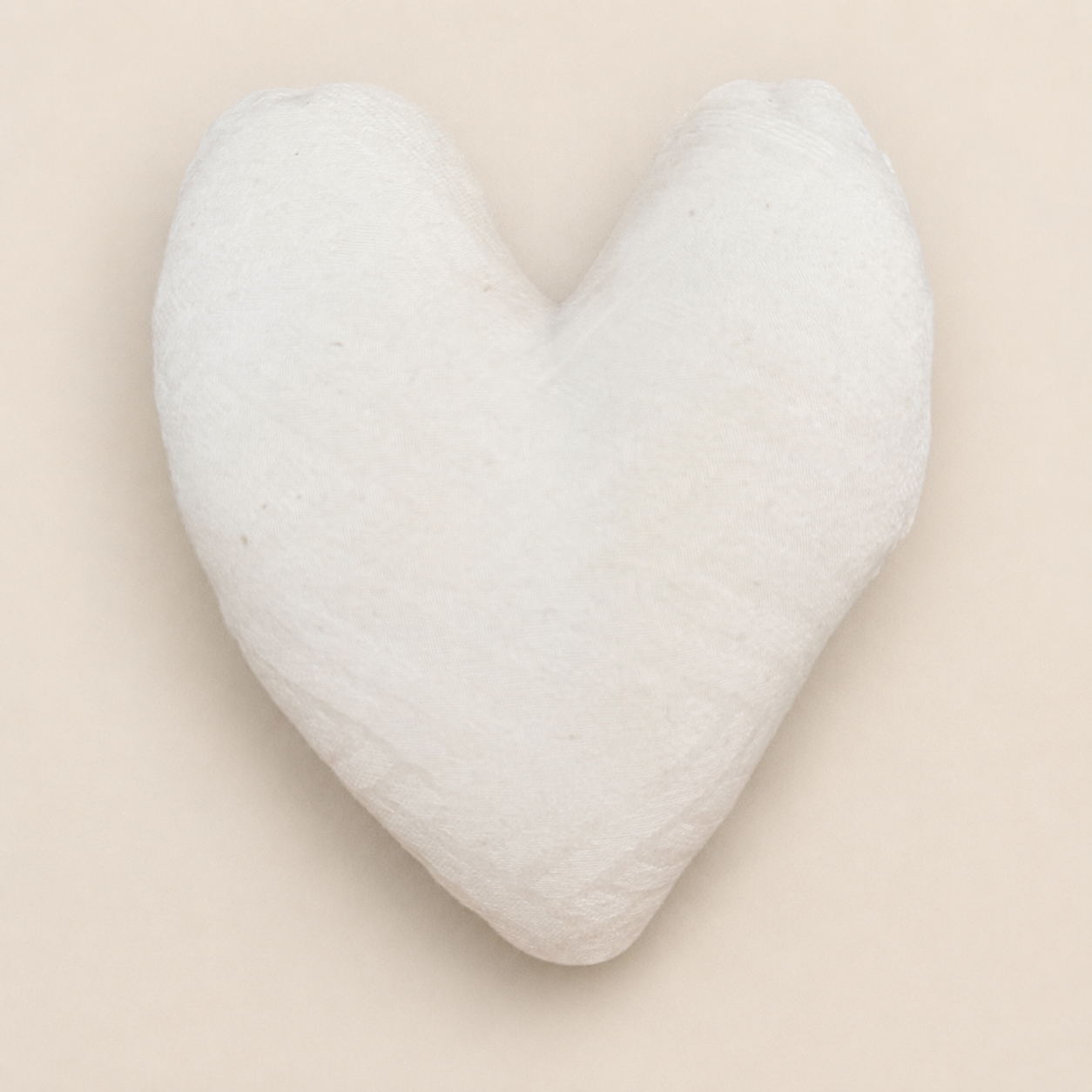 Plain cream back of handmade heart pillow
