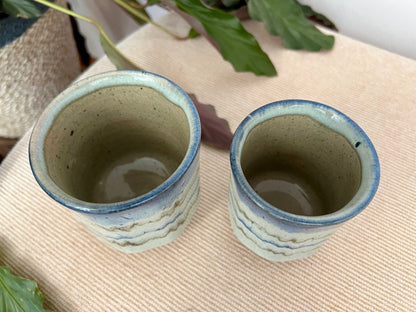 Handmade Pair of Studio Pottery Mugs, Vintage Tea/Coffee Cups, Mid Century Pottery, Barware, Retro - Loom Vintage