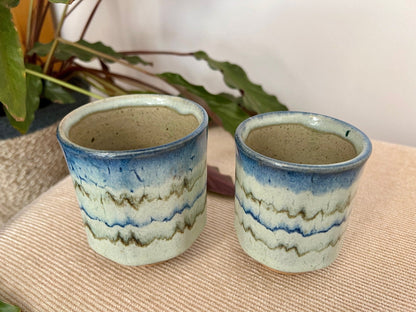 Handmade Pair of Studio Pottery Mugs, Vintage Tea/Coffee Cups, Mid Century Pottery, Barware, Retro - Loom Vintage