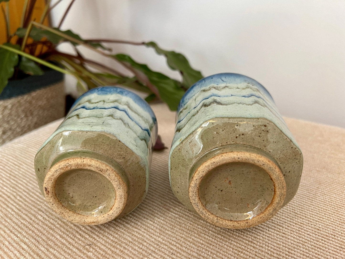 Handmade Pair of Studio Pottery Mugs, Vintage Tea/Coffee Cups, Mid Century Pottery, Barware, Retro - Loom Vintage