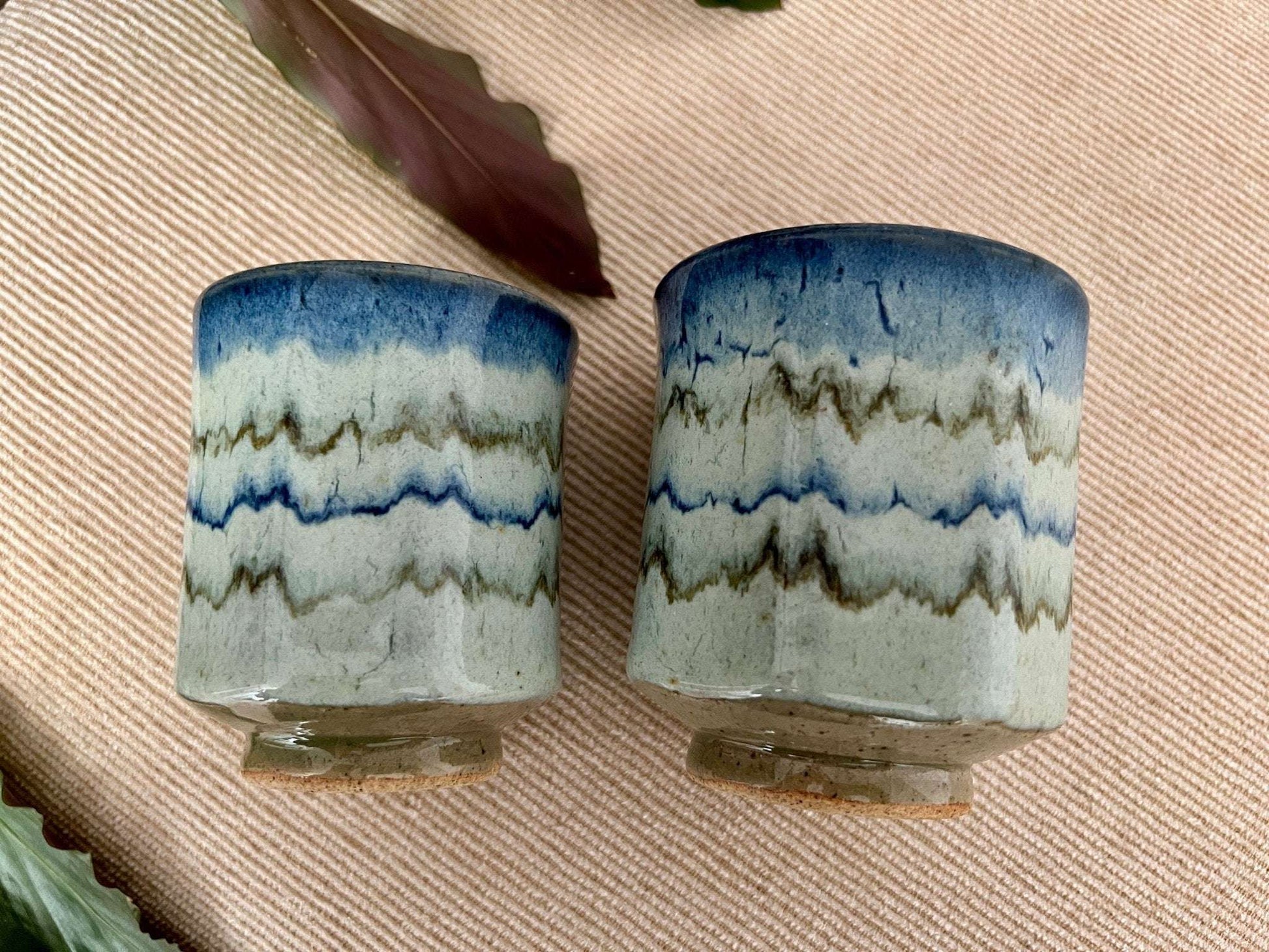 Handmade Pair of Studio Pottery Mugs, Vintage Tea/Coffee Cups, Mid Century Pottery, Barware, Retro - Loom Vintage
