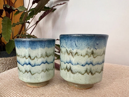 Handmade Pair of Studio Pottery Mugs, Vintage Tea/Coffee Cups, Mid Century Pottery, Barware, Retro - Loom Vintage