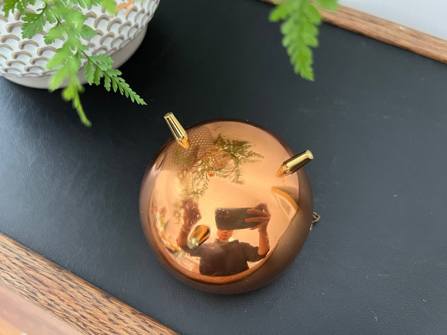 Hanging Copper Pail Planter with Chain — Vintage Farmhouse, c. Early–Mid 20th Century - Loom Vintage