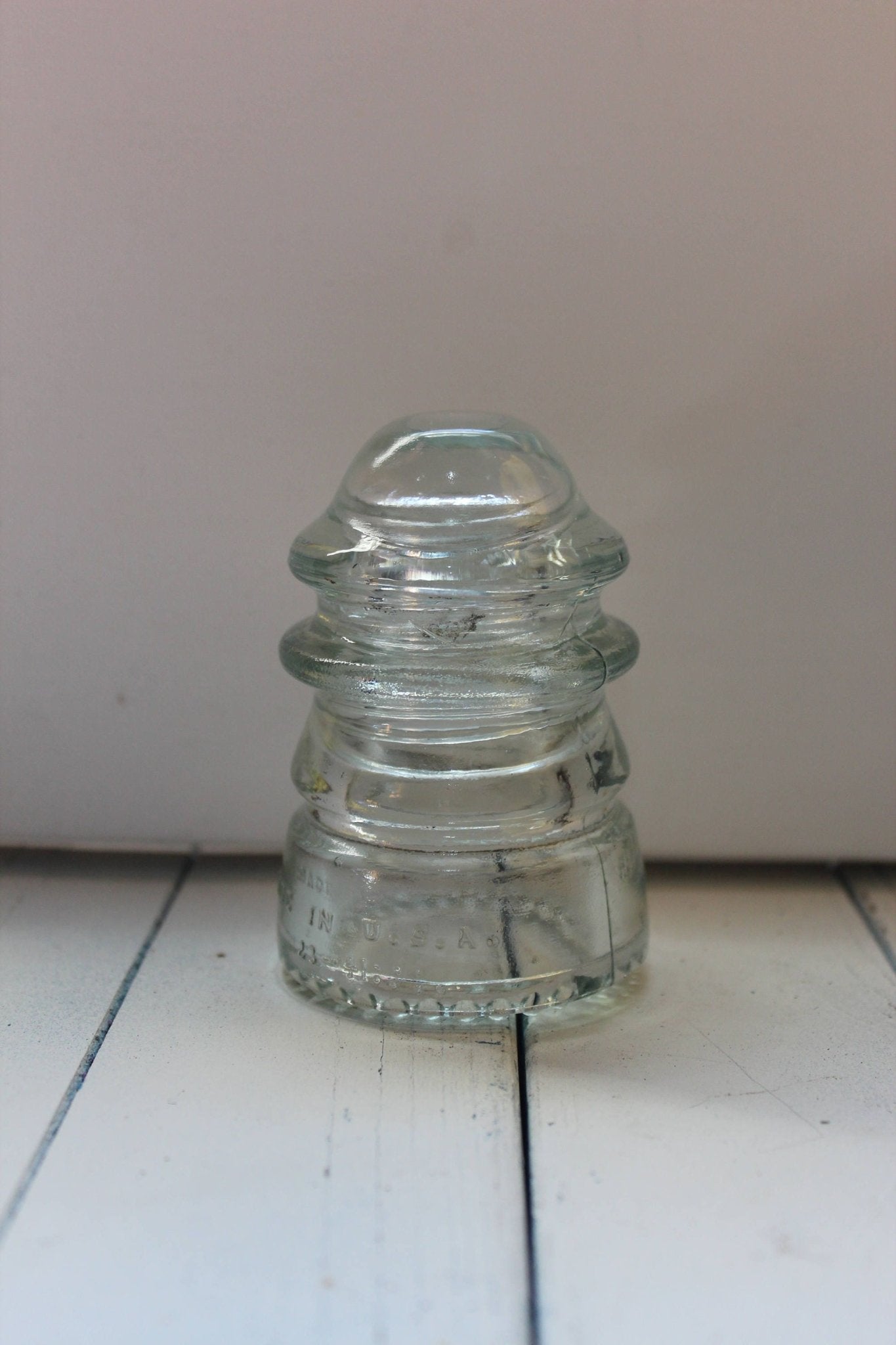 Hemingray No. 42 & No. 12 Glass Insulators, Pair — Green & Clear, c. 1920s - Loom Vintage
