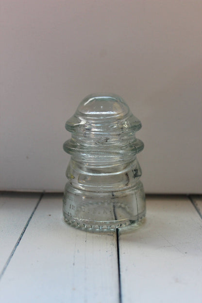 Hemingray No. 42 & No. 12 Glass Insulators, Pair — Green & Clear, c. 1920s - Loom Vintage