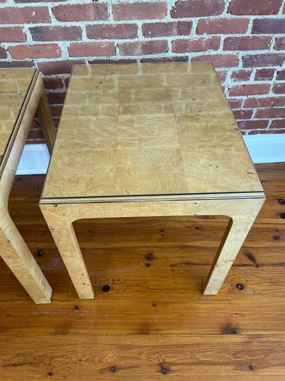 Henredon Scene Two Burl Wood & Glass End Tables — Pair, 1980s - Loom Vintage