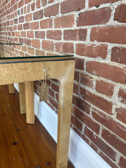 Henredon Scene Two Burl Wood & Glass End Tables — Pair, 1980s - Loom Vintage