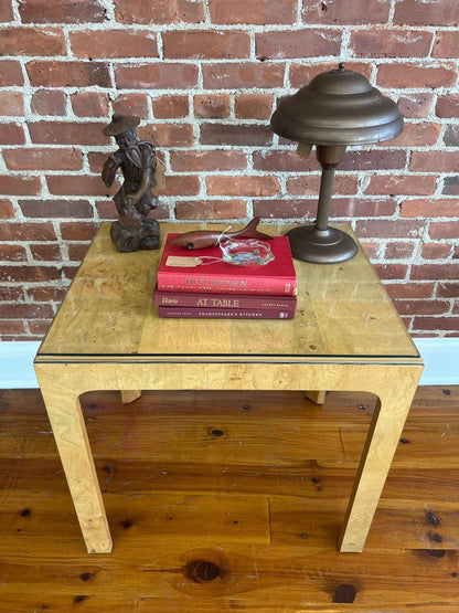 Henredon Scene Two Burl Wood & Glass End Tables — Pair, 1980s - Loom Vintage