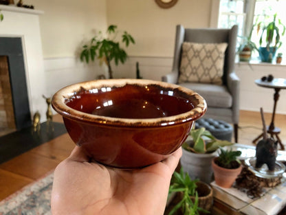 Hull Pottery Brown Drip Glaze Serving Bowl — Oven Proof, 5.5"W, c. 1960s, Made in USA - Loom Vintage
