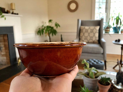 Hull Pottery Brown Drip Glaze Serving Bowl — Oven Proof, 5.5"W, c. 1960s, Made in USA - Loom Vintage