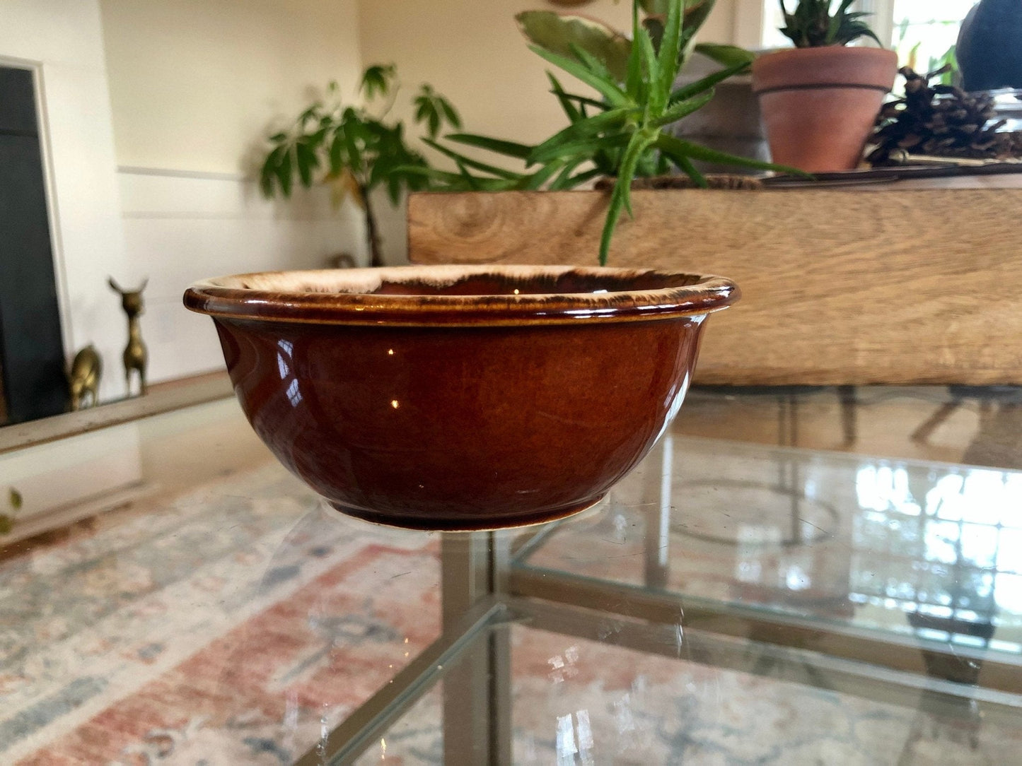 Hull Pottery Brown Drip Glaze Serving Bowl — Oven Proof, 5.5"W, c. 1960s, Made in USA - Loom Vintage