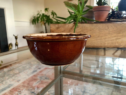 Hull Pottery Brown Drip Glaze Serving Bowl — Oven Proof, 5.5"W, c. 1960s, Made in USA - Loom Vintage