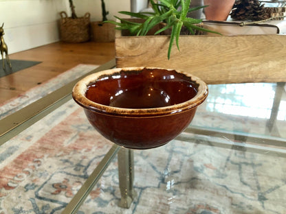 Hull Pottery Brown Drip Glaze Serving Bowl — Oven Proof, 5.5"W, c. 1960s, Made in USA - Loom Vintage