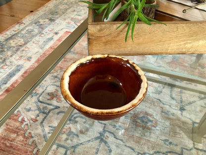 Hull Pottery Brown Drip Glaze Serving Bowl — Oven Proof, 5.5"W, c. 1960s, Made in USA - Loom Vintage
