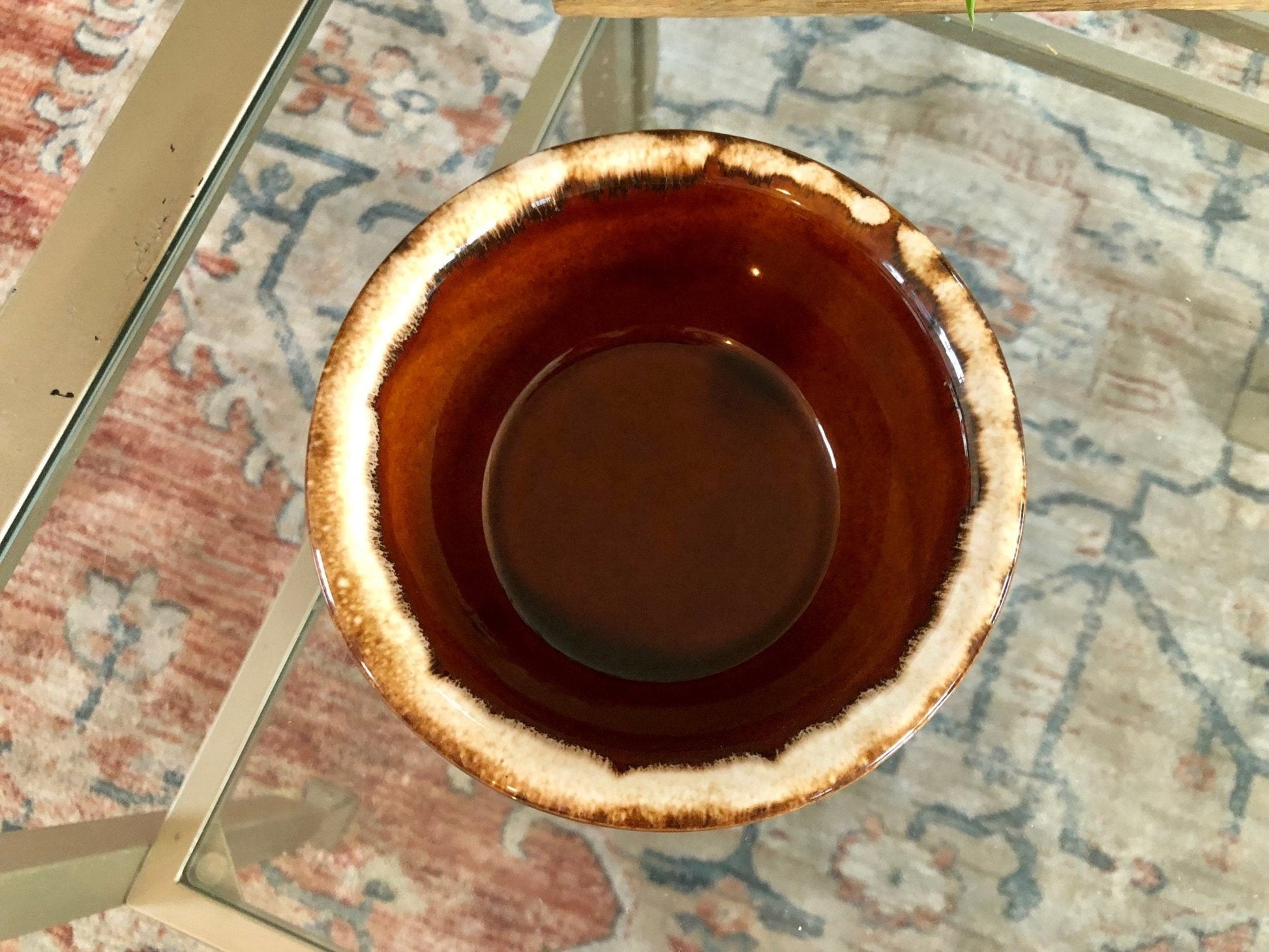Hull Pottery Brown Drip Glaze Serving Bowl — Oven Proof, 5.5"W, c. 1960s, Made in USA - Loom Vintage