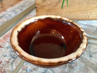 Hull Pottery Brown Drip Glaze Serving Bowl — Oven Proof, 5.5"W, c. 1960s, Made in USA - Loom Vintage