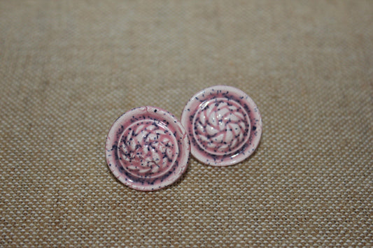 Vintage Pink Round Screw Back Earrings,  80s, 90s