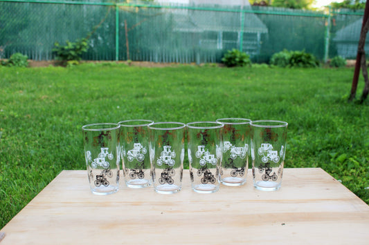 Large Hazel Atlas Gold Buggy Glasses - Juice Glasses - Gay Fad Carriage Cup - Mid Century Bar Ware - 1950s Gold Cocktail - Vintage Bar Ware