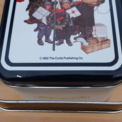 Saturday Evening Post Bus Stop Christmas cover tin, Curtis Publishing — detail