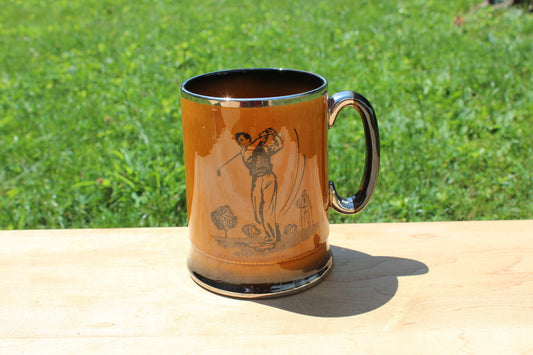 Vintage Arthur Wood Sport Series Golf Coffee Mug, Lustreware Tankard Mug, Royal Bradwell Sports Series, Made in England