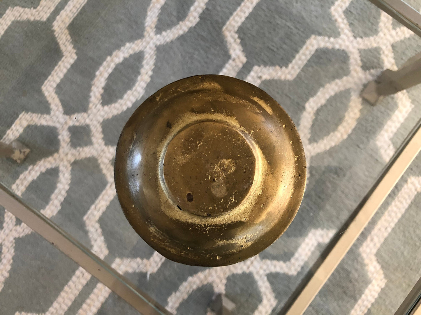 Vintage Brass Flower Trinket Dish - Brass Ring Dish - Gold Change Dish