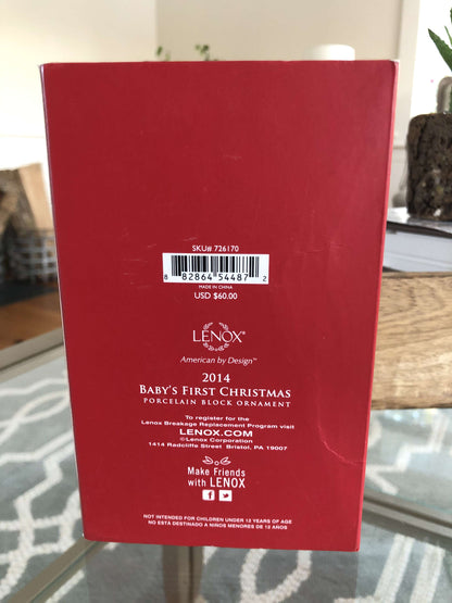 Lenox 2014 Baby's First Christmas Ornament – Porcelain Block Keepsake – photo 9 of 10