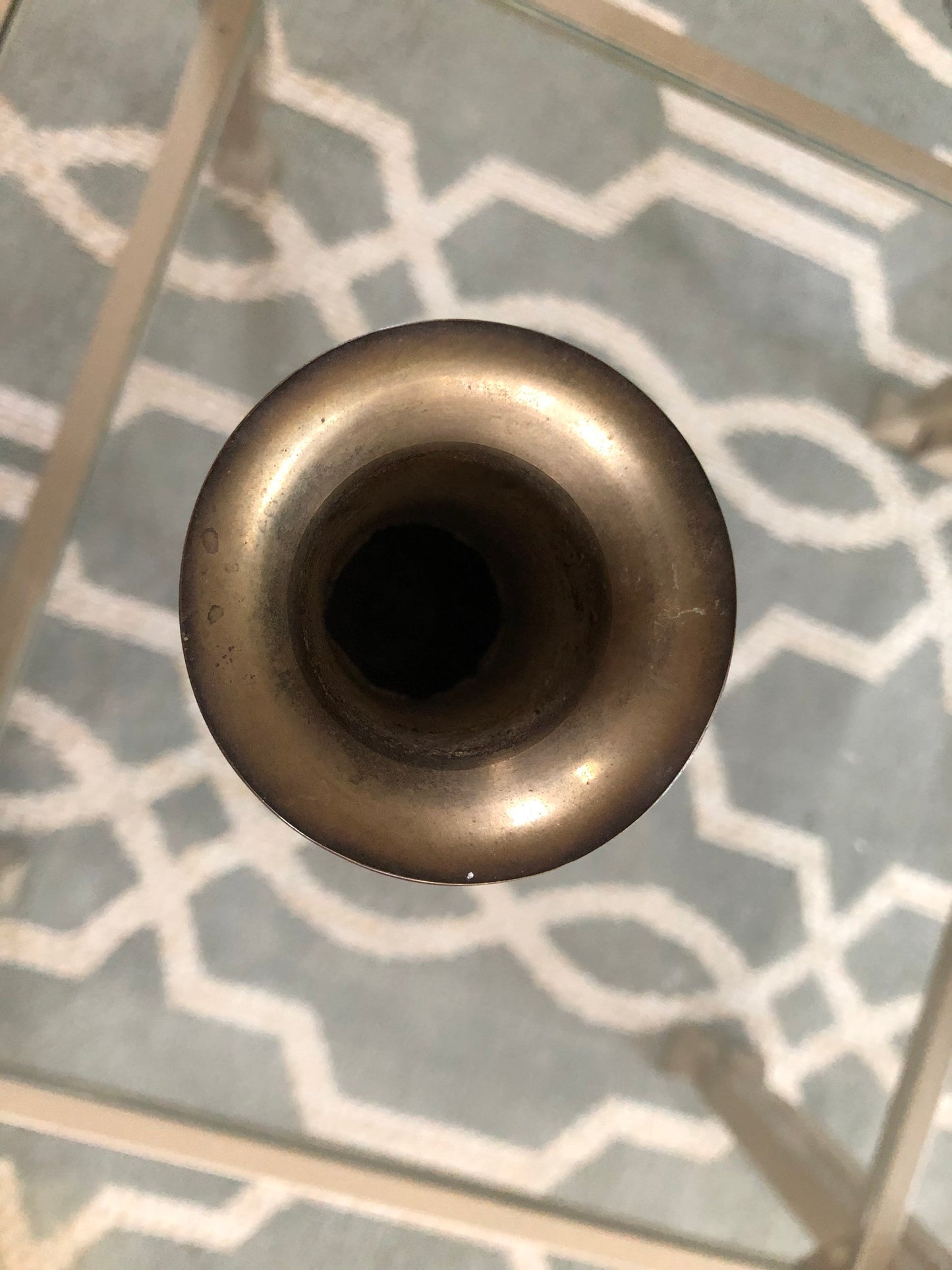 Vintage Designer Etched Brass Vase, Floral Brass Vase, Art