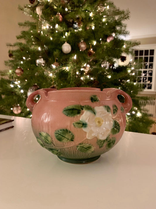 Roseville Pottery 'White Rose' Jardiniere, Vase, Planter 653-5