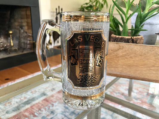 Vintage Las Vegas Beer Stein, Glass Stein, Casino Scene, Collectable, gift, beer mugs, beer steins, man cave decor
