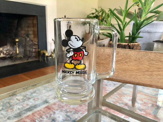 Vintage Walt Disney Glass Stein, Mickey Mouse Mug, Walt Disney World, Collectible Drinkware