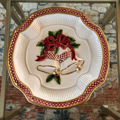 Fitz and Floyd Christmas Bells & Bow Plate – Embossed Serving Dish – photo 3 of 10