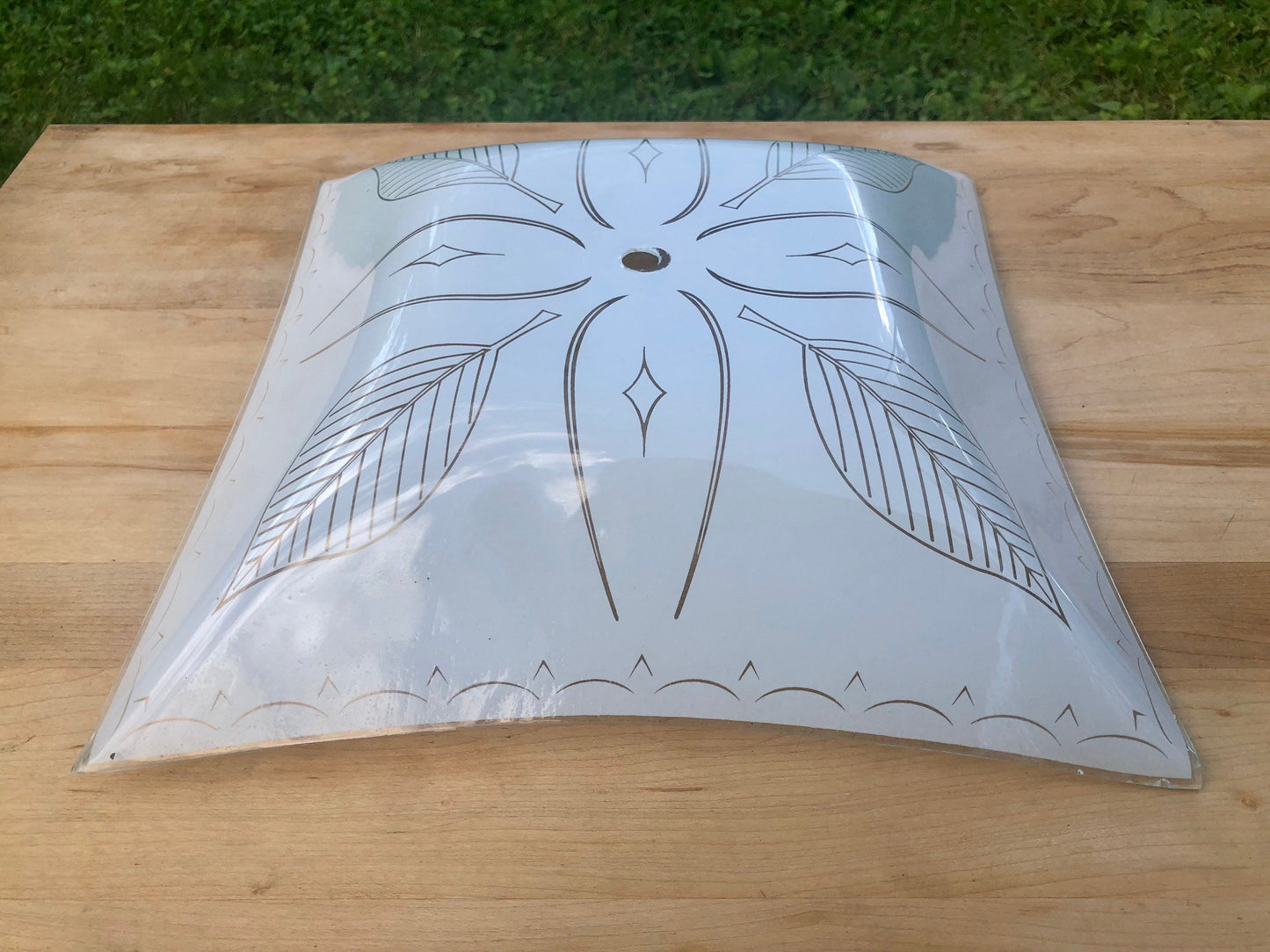 Mid Century Retro Square 1970s Style Ceiling Light Fixture Cover/Replacement, Ceiling Light Cover with Leaf Design