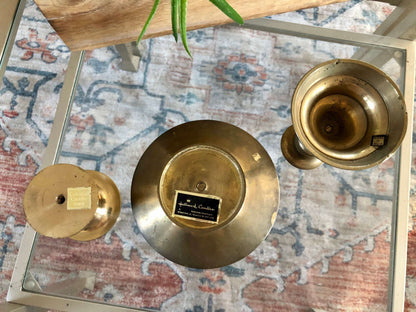 Vintage brass candlesticks — full graduated set of three
