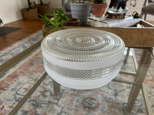 Vintage Art Deco Frosted and Textured Clear Glass Ceiling Light Cover, Light Shade