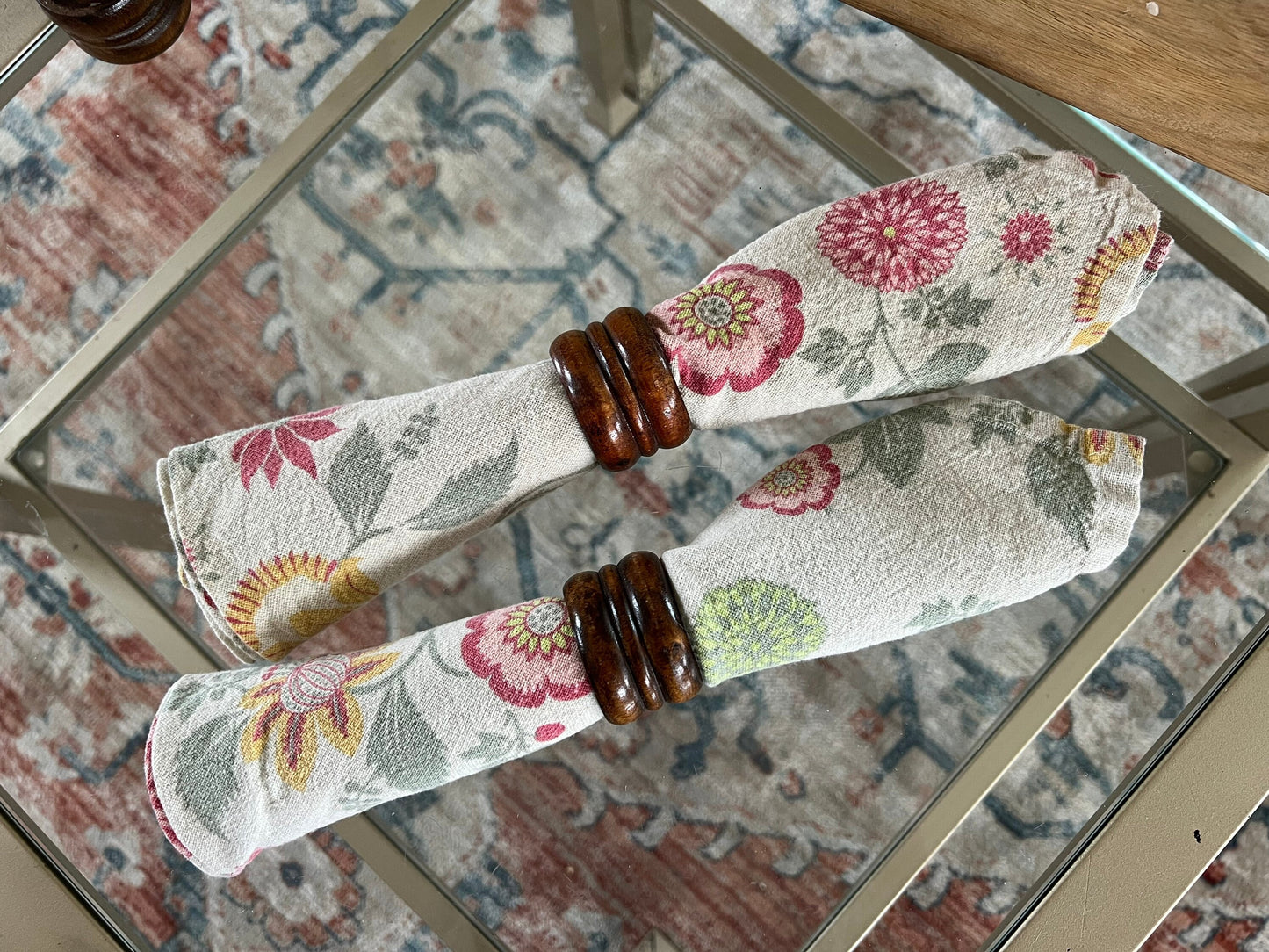 Vintage Wood Napkin Rings, Knobler Napkin Holders, Set of 8, Taiwan