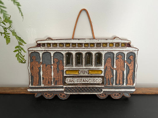 Victoria Little John San Francisco Trolley Car, California Ceramic Wall Art, Studio Art, Pottery Art,  Wall Plaque, Iconic Trolley