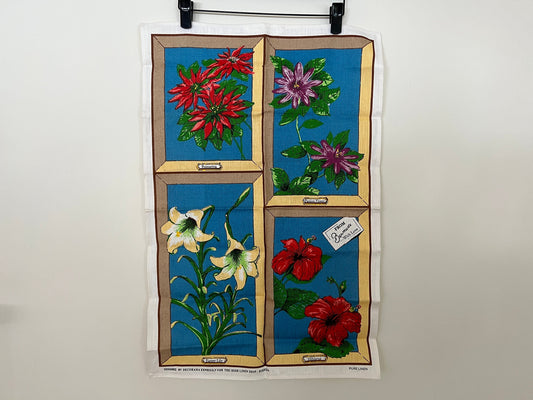 Large Irish Linen Kitchen Cloth, Irish Linen Shop Tea Towel, Bermuda Cloth Napkins, Floral Design, Decorama Kitchen Dish Towel