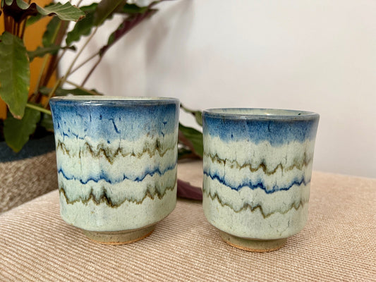 Handmade Pair of Studio Pottery Mugs, Vintage Tea/Coffee Cups, Mid Century Pottery, Barware, Retro
